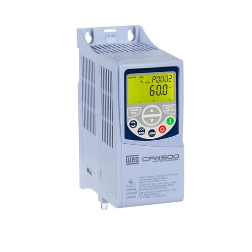 Variador de velocidad WEG CFW500A09P6T2NB20 · 2.2kW / 3HP, 9.6A, 200-240V, trifásico