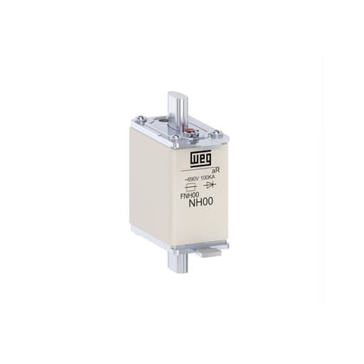 Fusible ultrarrápido NH aR WEG FNH00-160K-A · 160A / 690V / 100kA / tamaño 00
