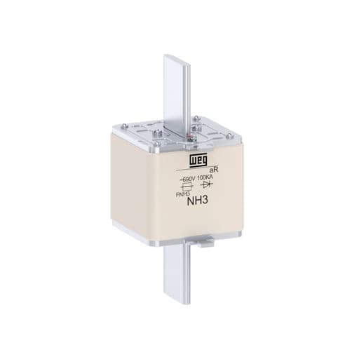 Fusible ultrarrápido NH aR WEG FNH3-630K-A · 630A / 690V / 100kA / tamaño 3