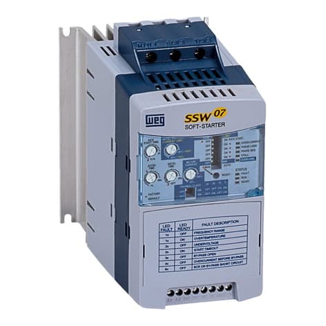 Arrancador suave WEG SSW07 0024 T5 SZ · 200-575VAC, 24A, 7.5HP/220VAC, 15HP/440VAC (SSW07-0024-T5-SZ)