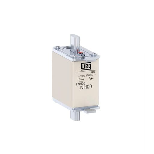 Fusible ultrarrápido NH aR WEG FNH00-100K-A · 100A / 690V / 100kA / tamaño 00