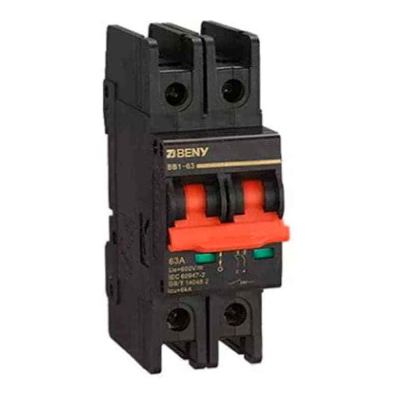 Interruptor termomagnético ZJ BENY · 50A 2P 600VDC (ZJBENY-TERMOMAG-50A-2P-600VDC)