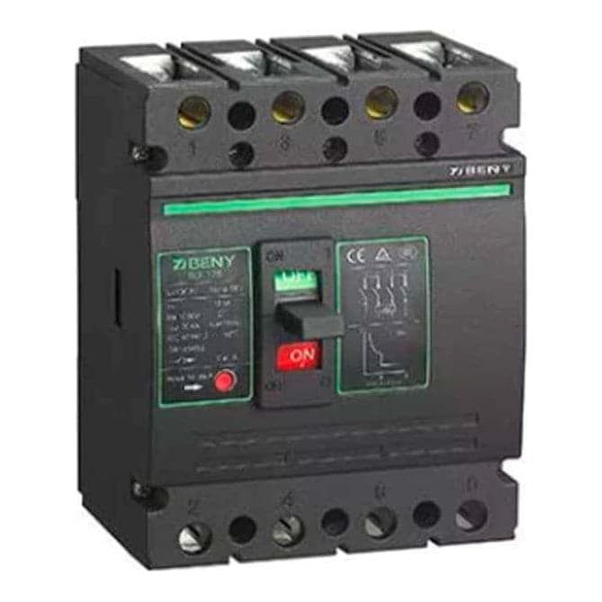 Imagen referencial de la serie: Termomagnético ZJ BENY MCCB · 100A 1000VDC PV 4P (ZJBENY-TERMOMAG-MCCB-100A-1000VDC-4P)