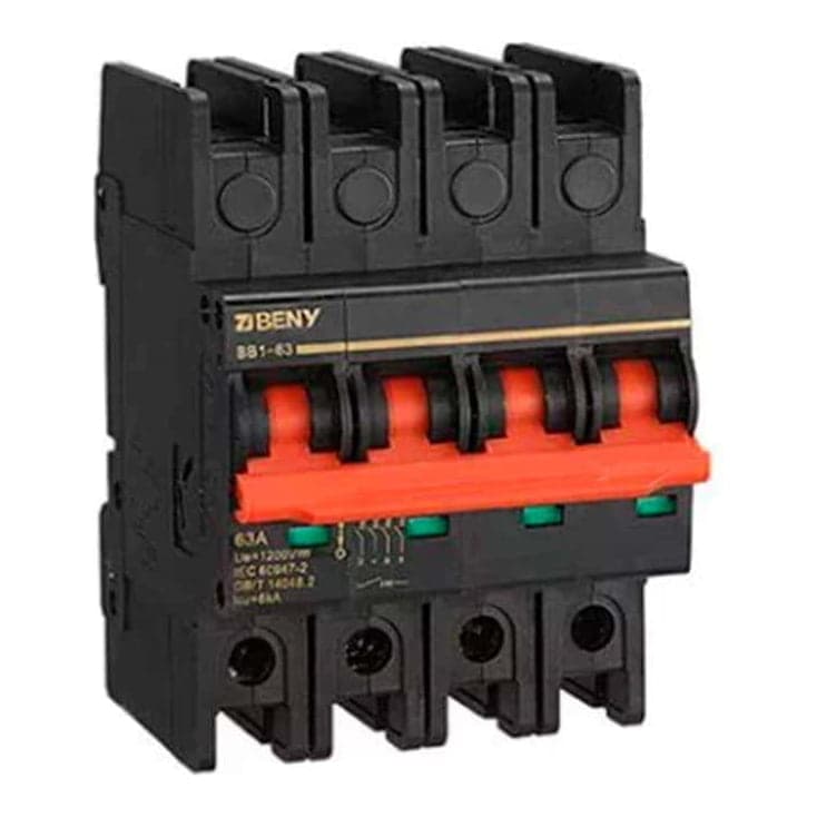 Imagen referencial de la serie: Interruptor termomagnético ZJ BENY · 63A 4P 1200VDC (ZJBENY-TERMOMAG-63A-4P-1200VDC)