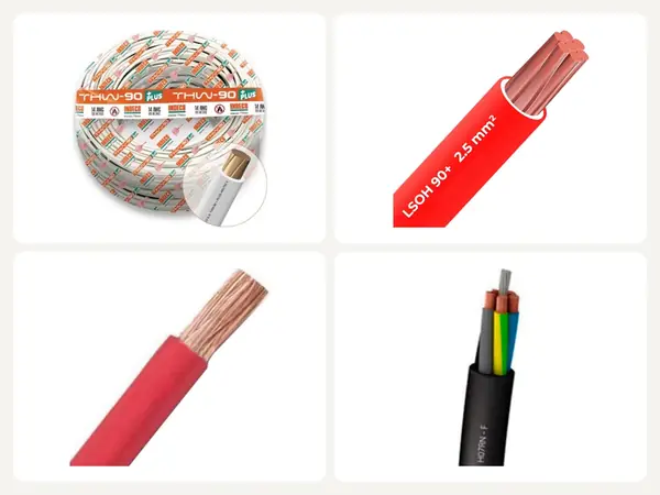 Rollo de cable THW-90 INDECO, cable libre de halógenos ELCOPE, cable solar TOP CABLE y cable sumergible
